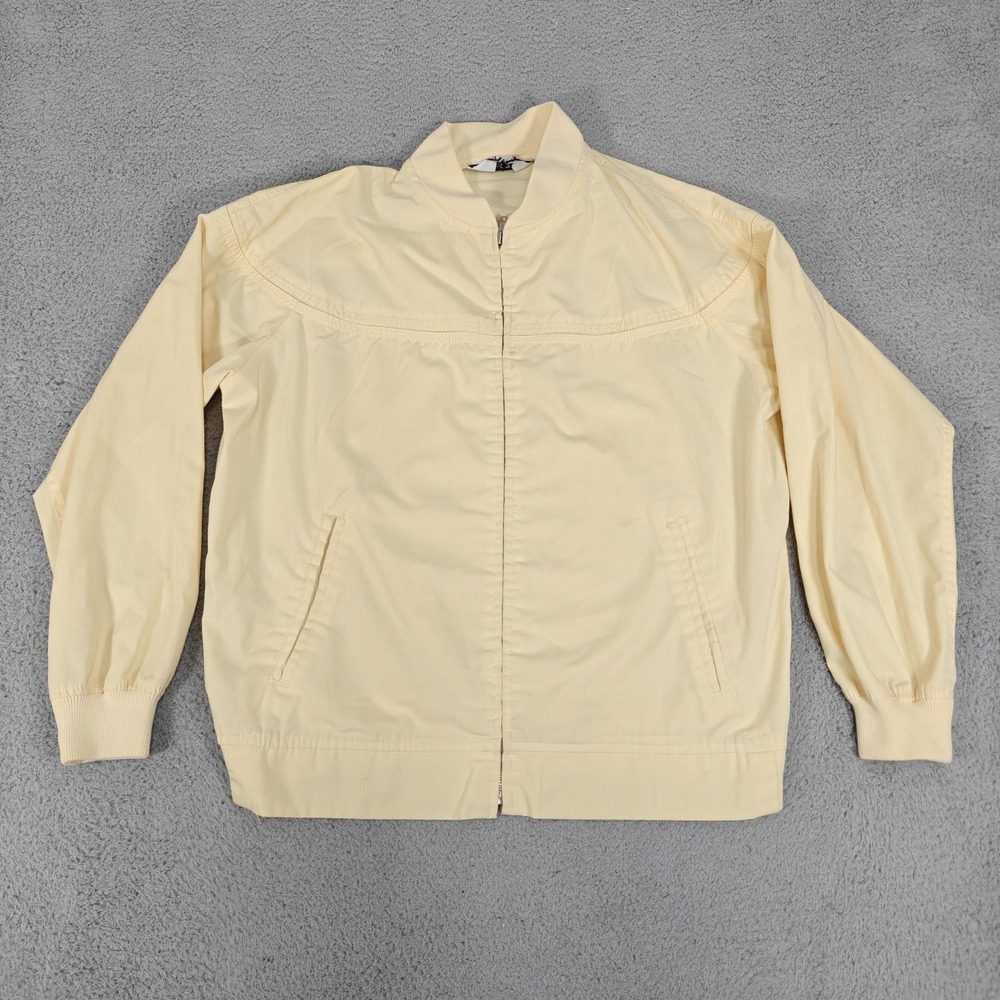 Vintage Male Duds Jacket Mens‎ Large Yellow Full Zip Bomber Korea 80s Stain